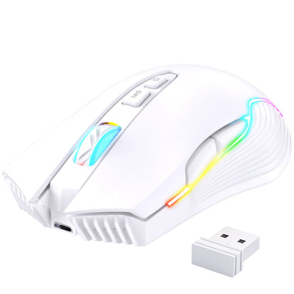 Wireless White Gaming Mouse Office Mouse Work Mouse 3600 adjustable DPI RGB LED Light - ScentiMelti Home Fragrance, Beauty & Gifts UK