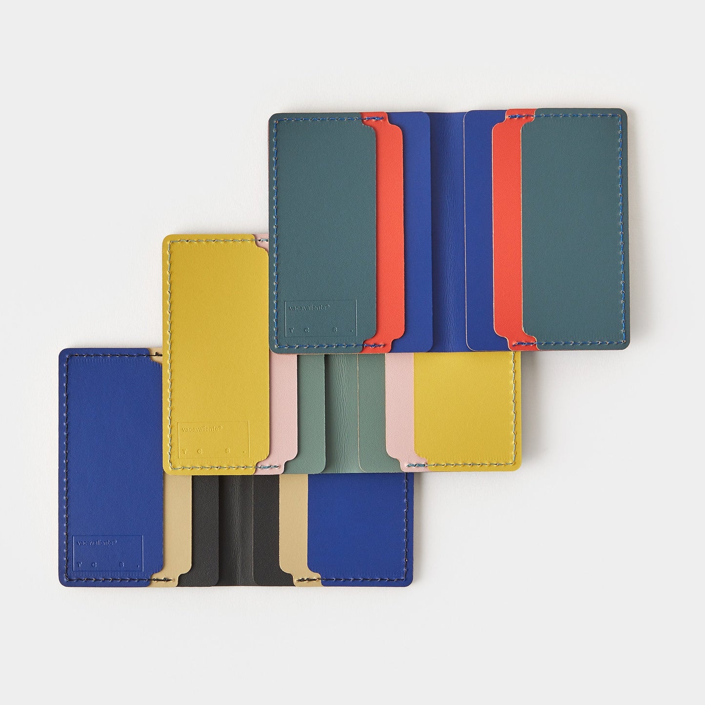 Cuero Double Card Holder Blue, Red & Petrol - ScentiMelti Home Fragrance, Beauty & Gifts UK