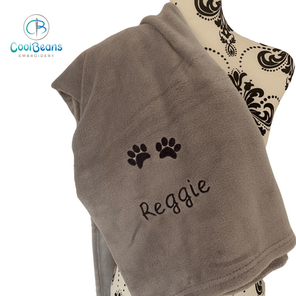 Pet Fleece Blanket - Paw Prints - Personalised Cool Beans Embroidery & Personalisation ScentiMelti Wax Melts