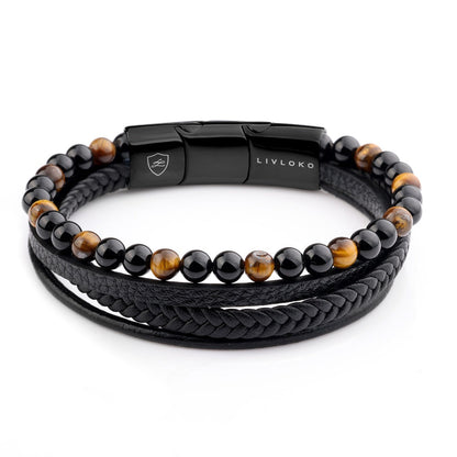 Men's Tiger Eye Leather Bracelet - ScentiMelti Home Fragrance, Beauty & Gifts UK