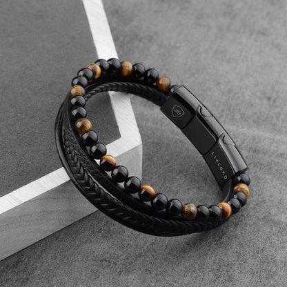 Men's Tiger Eye Leather Bracelet - ScentiMelti Home Fragrance, Beauty & Gifts UK