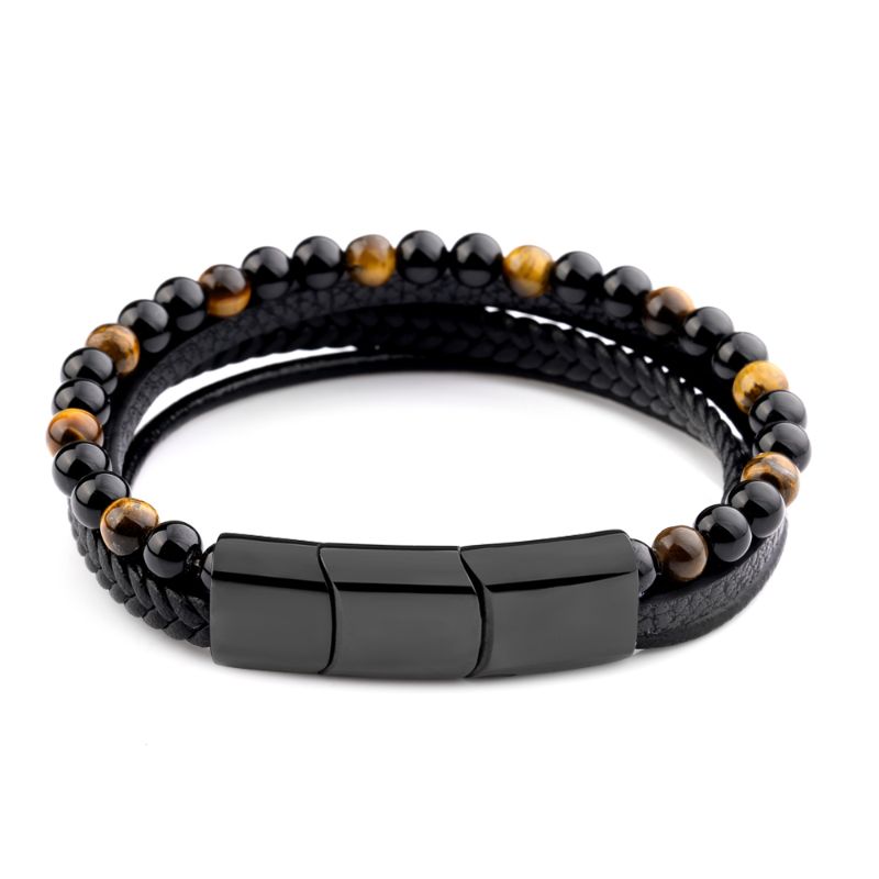 Men's Tiger Eye Leather Bracelet - ScentiMelti Home Fragrance, Beauty & Gifts UK