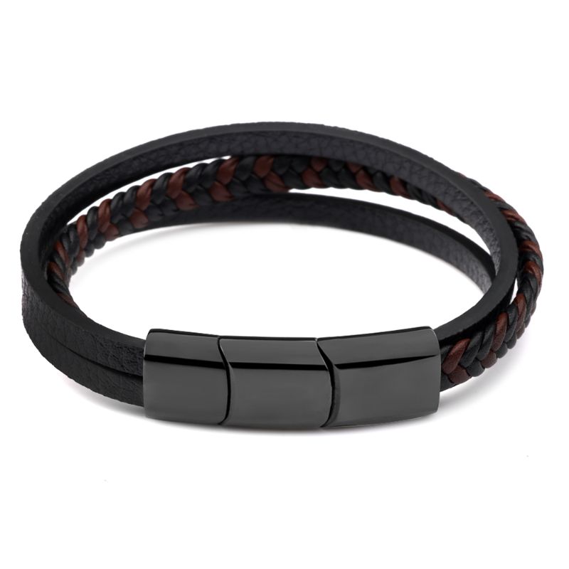 Men's Braided Black Leather Bracelet - ScentiMelti Home Fragrance, Beauty & Gifts UK