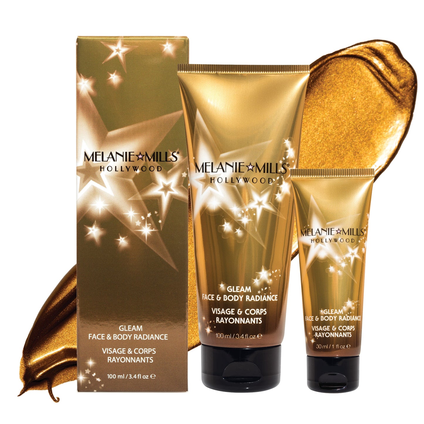 Melanie Mills Hollywood Gleam Body Radiance All In One Makeup, Moisturiser & Glow For Face & Body Bronze Gold Beauty Goddess ScentiMelti Wax Melts