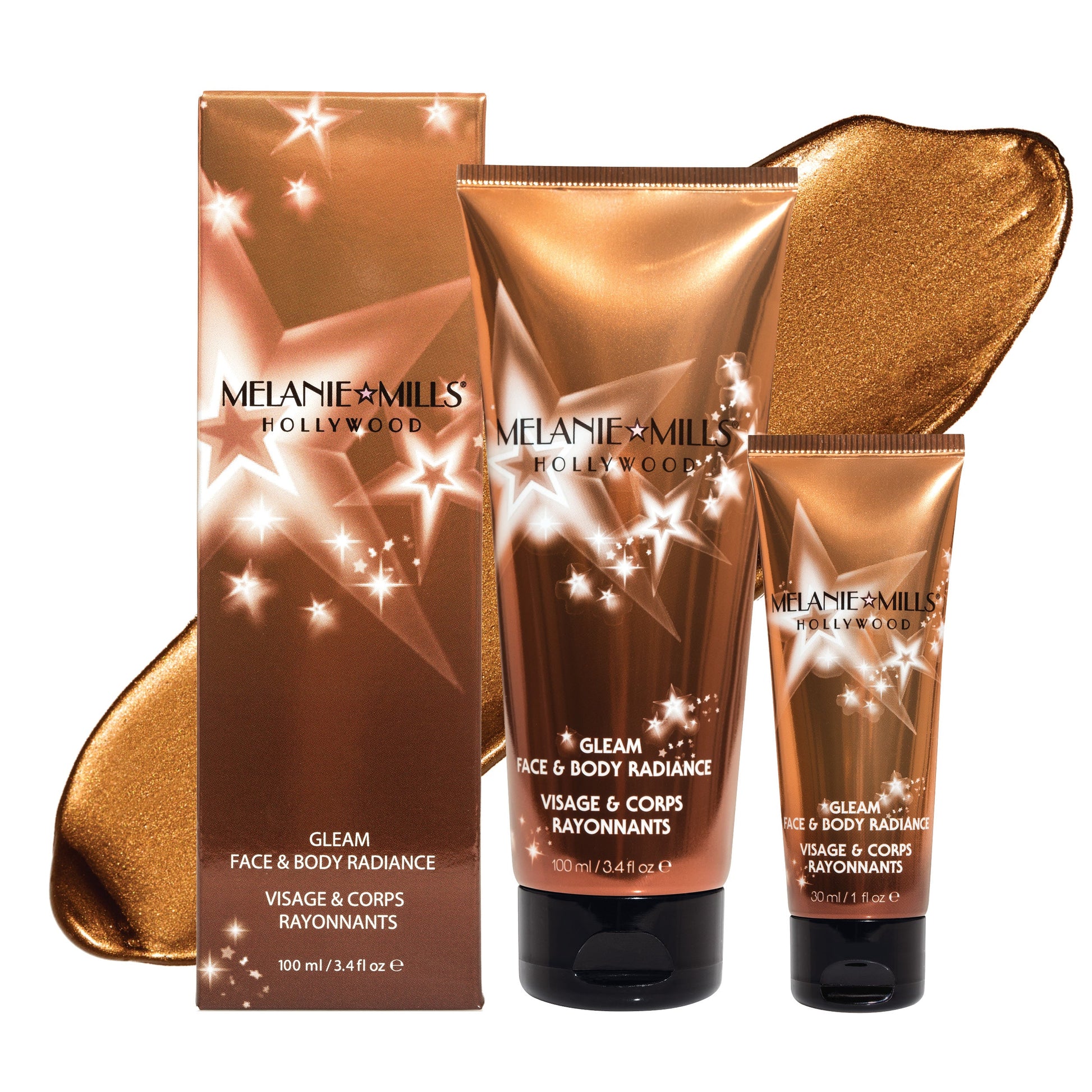 Melanie Mills Hollywood Gleam Body Radiance All In One Makeup, Moisturiser & Glow For Face & Body Deep Gold Beauty Goddess ScentiMelti Wax Melts