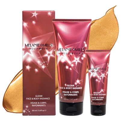 Melanie Mills Hollywood Gleam Body Radiance All In One Makeup, Moisturiser & Glow For Face & Body Rose Gold Beauty Goddess ScentiMelti Wax Melts