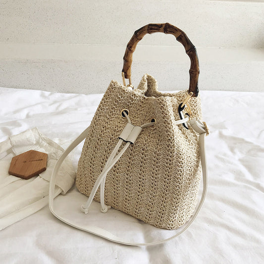 Bobbi Straw Bamboo Bucket Women's Holiday Vacation Summer Bag | 3 Colours