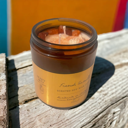 French Vanilla Soy Candle with Carnelian Crystals - ScentiMelti Home Fragrance, Beauty & Gifts UK