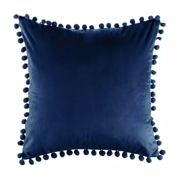 Tassel Velvet Cushion Covers With Pom Pom 18 X 18" (45 Cm) - ScentiMelti Home Fragrance, Beauty & Gifts UK