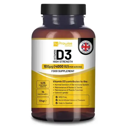 Vitamin D3 4000 IU High Strength I 425 Vegetarian Micro Tablets (14 Months Supply) I Easy Swallow Vitamin D3 Supplement for Immune Support, Calcium Boost, Bone & Muscle I Made in the UK - Sce