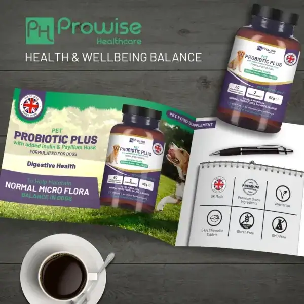 Pet Probiotic Plus with Added Inulin & Psyllium Husk 2 Billion CFU with 5 Active Strains I 60 Chicken Flavour Chewable Tablets 2 Months Supply - ScentiMelti  Pet Probiotic Plus with Added Inu