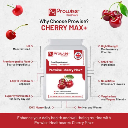 Cherry Max+ 2100mg Montmorency Cherry Added with Black Cherry I 90 Vegan Capsules High Strength I Made in The UK - ScentiMelti  Cherry Max+ 2100mg Montmorency Cherry Added with Black Cherry I