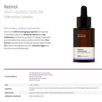 Skin Generics Anti-Aging Serum Retinol 20% Active Complex, 30ml - ScentiMelti Home Fragrance, Beauty & Gifts UK