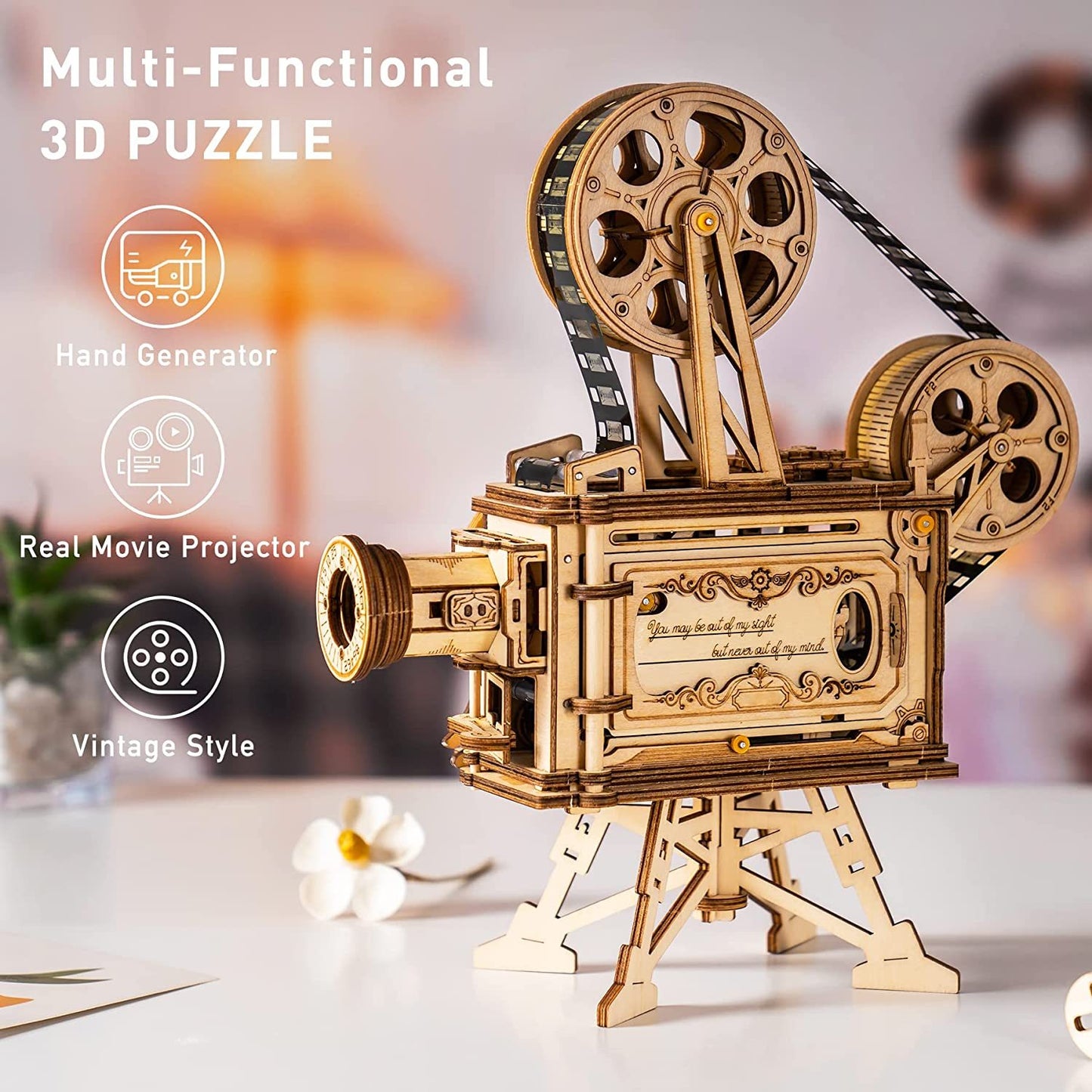 ROKR 3D Wooden Puzzles Vitascope Mechanical Building Kits Movie Projector Toys - ScentiMelti Home Fragrance, Beauty & Gifts UK