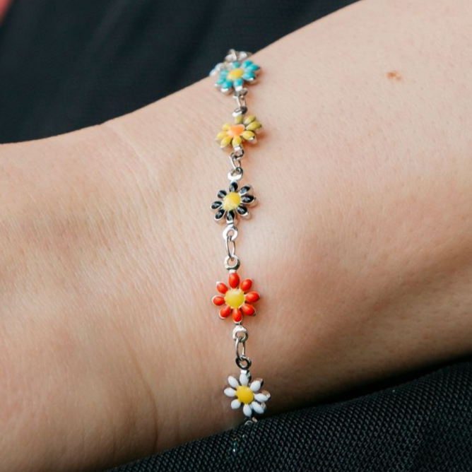 Colourful Rainbow Sun Flower Charm Indie Daisy Floral Summer Boho Bracelet - ScentiMelti Home Fragrance, Beauty & Gifts UK