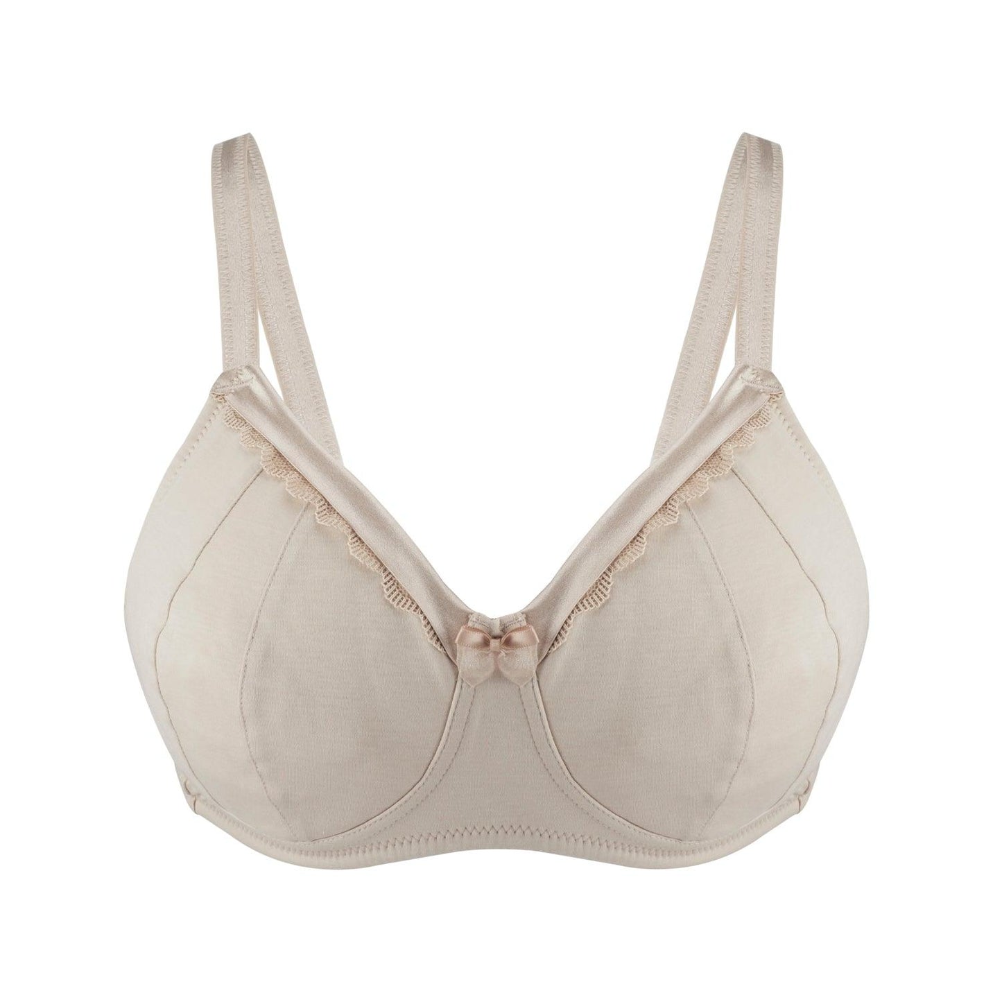 Ivory-Supportive Non-Wired Silk & Organic Cotton Full Cup Bra with removable paddings