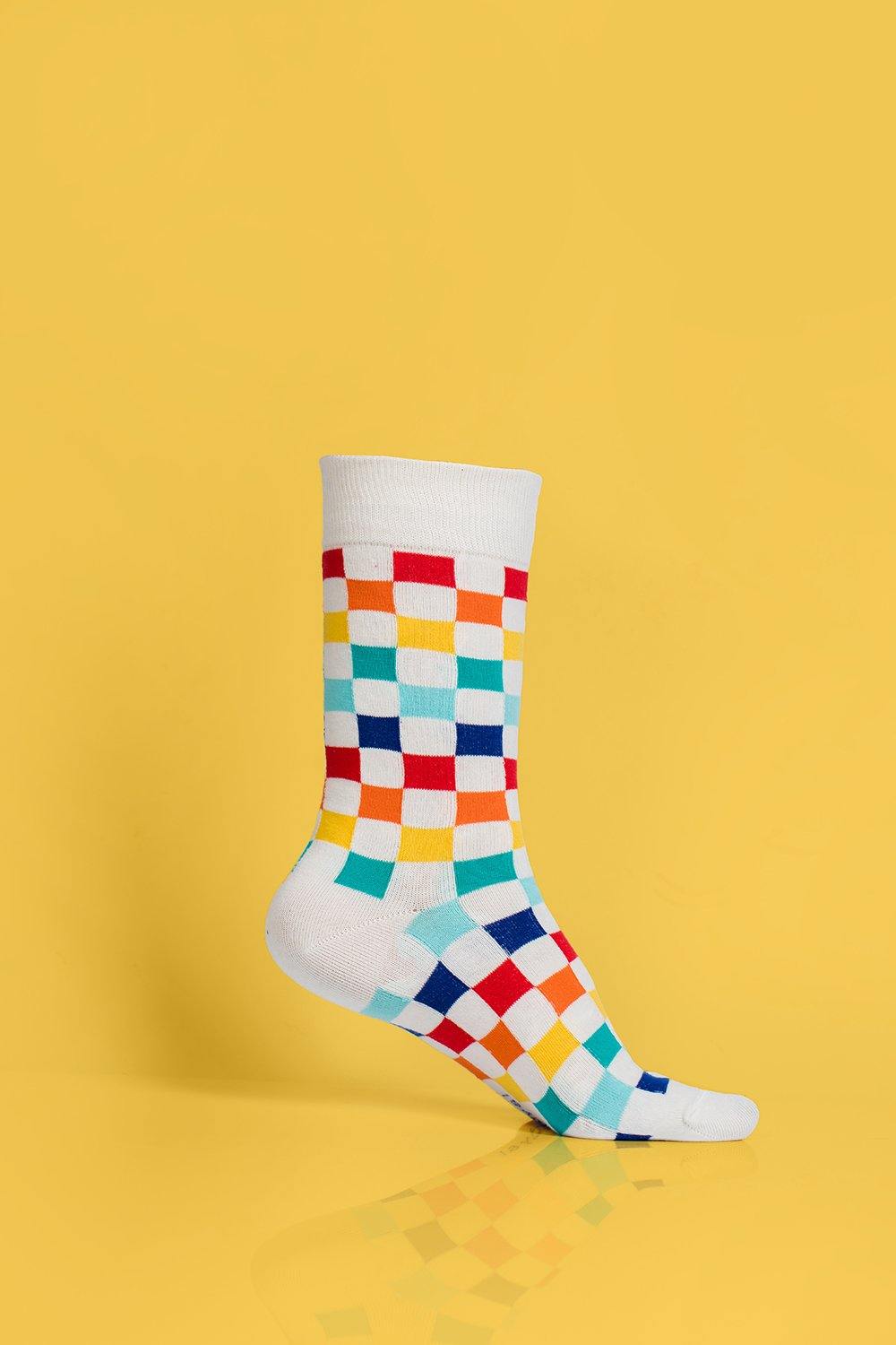 White Checker Socks - ScentiMelti Home Fragrance, Beauty & Gifts UK