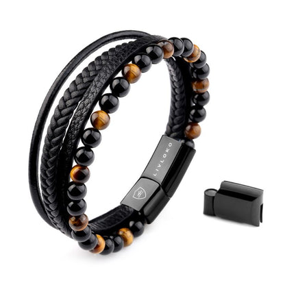 Men's Tiger Eye Leather Bracelet - ScentiMelti Home Fragrance, Beauty & Gifts UK