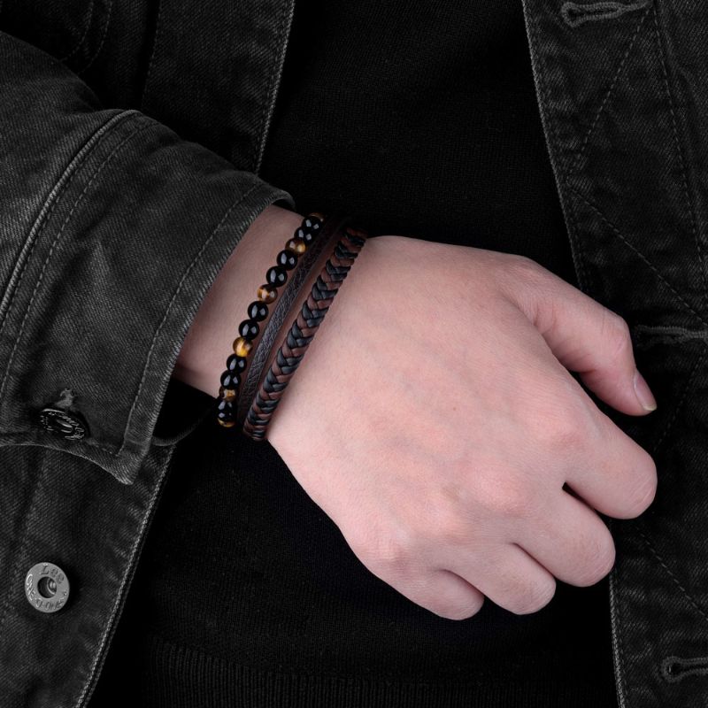 Tiger Eye Braided Leather Bracelet - ScentiMelti Home Fragrance, Beauty & Gifts UK