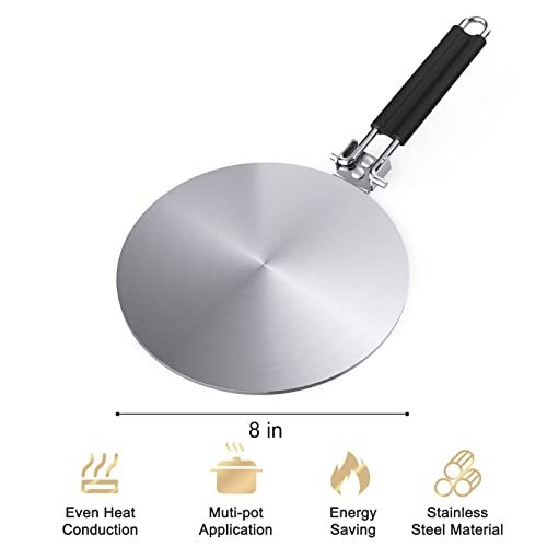 Heat Diffuser Simmer Ring Plate, Stainless Steel With Stainless Handle, Induction Adapter Plate For Gas Stove Glass Cooktop Converter, Flame Guard Induction Hob Pans, 7.5Inch & 8Inch & 9.25 Inch - ScentiMelti Home Fragrance, Beauty & Gifts UK