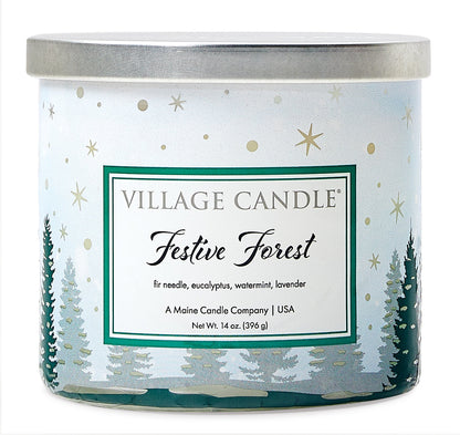 Village Candle - Festive Forest - Luminary Bowl - ScentiMelti Home Fragrance, Beauty & Gifts UK