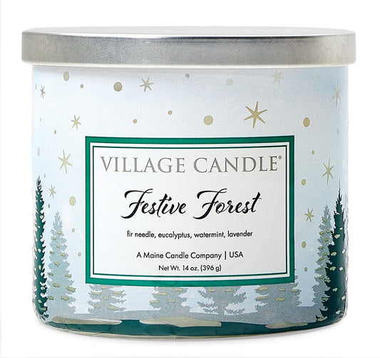 Village Candle - Festive Forest - Luminary Bowl - ScentiMelti Home Fragrance, Beauty & Gifts UK