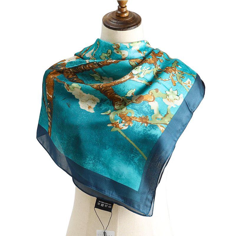 Almond Blossom Light Blue Satin Scarf - ScentiMelti Home Fragrance, Beauty & Gifts UK