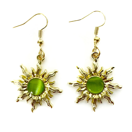 Sunniva Chartreuse Sunburst Dangle Earrings - ScentiMelti Home Fragrance, Beauty & Gifts UK