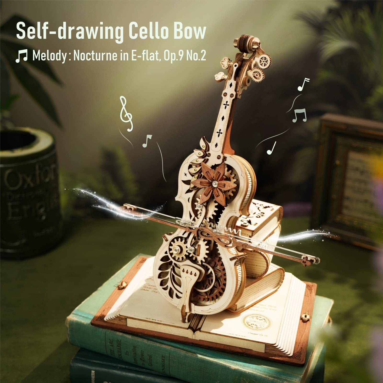 Robotime ROKR Magic Cello Mechanical Music Box Moveable Stem Funny Creative Toys For Child Girls 3D Wooden Puzzle AMK63 - ScentiMelti Home Fragrance, Beauty & Gifts UK