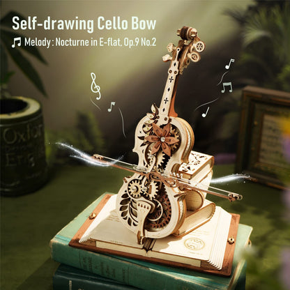 Robotime ROKR Magic Cello Mechanical Music Box Moveable Stem Funny Creative Toys For Child Girls 3D Wooden Puzzle AMK63 - ScentiMelti Home Fragrance, Beauty & Gifts UK