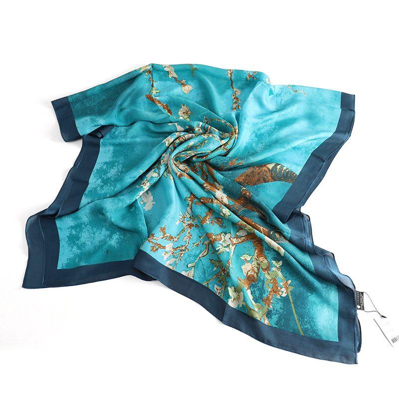 Almond Blossom Light Blue Satin Scarf - ScentiMelti Home Fragrance, Beauty & Gifts UK