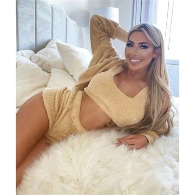 Loungewear Long-sleeved Fleece Fluffy Fashion Casual Three-piece Set