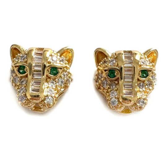 Zuri Luxe 18k Gold Plated Small Jewelled Panther Stud Earrings - ScentiMelti Home Fragrance, Beauty & Gifts UK