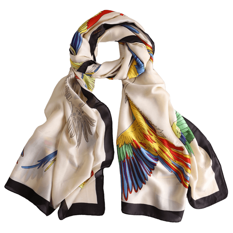 Satin Scarf with Colourful Parrot Print - ScentiMelti Home Fragrance, Beauty & Gifts UK