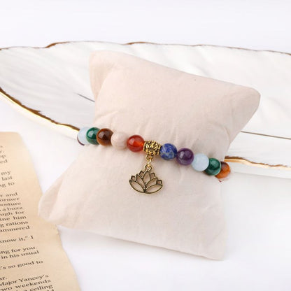 Chakra Stones Bracelet with Lotus Charm - ScentiMelti Home Fragrance, Beauty & Gifts UK