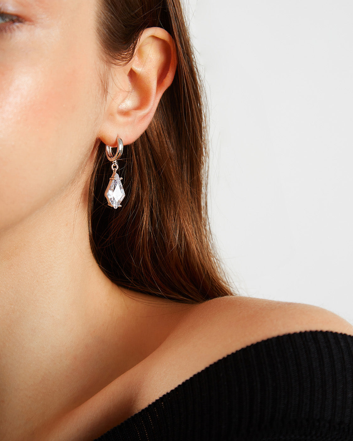 Shine Bright Rhombus Drop Earrings: Silver