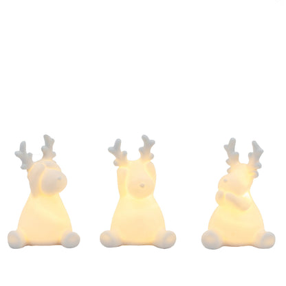 Set Of Three LED Reindeers