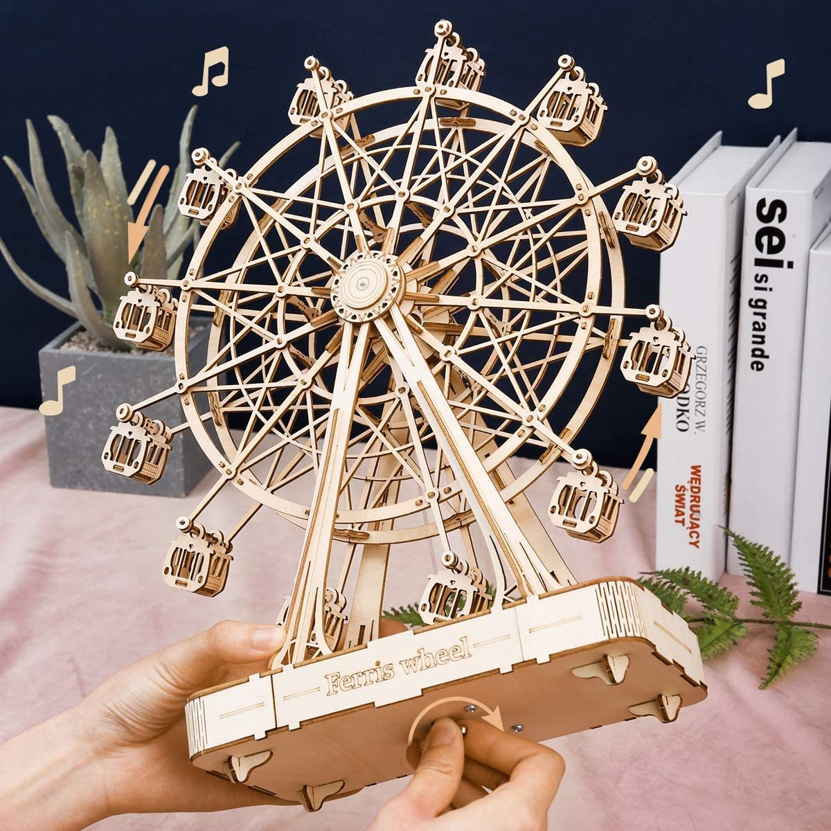 Robotime DIY Wooden Rotatable Ferris Wheel Model With Playing Music Toys For Children Birthday TGN01 - ScentiMelti Home Fragrance, Beauty & Gifts UK