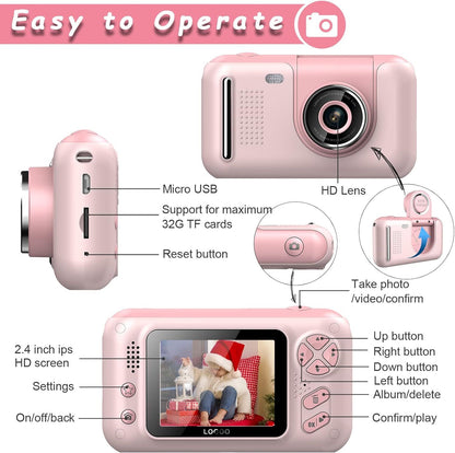 Kids Camera, Children Digital Selfie Camera For 3-12 Year Old Girls Boys With 20MP Photo Resolution, 1080P HD Video Camera With 32GB SD Card And Selfie Stick - ScentiMelti Home Fragrance, Beauty & Gifts UK