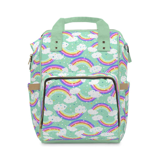 Green Multi-Function Baby Changing Backpack Bag - Happy Rainbow Green Cheeks ScentiMelti Wax Melts