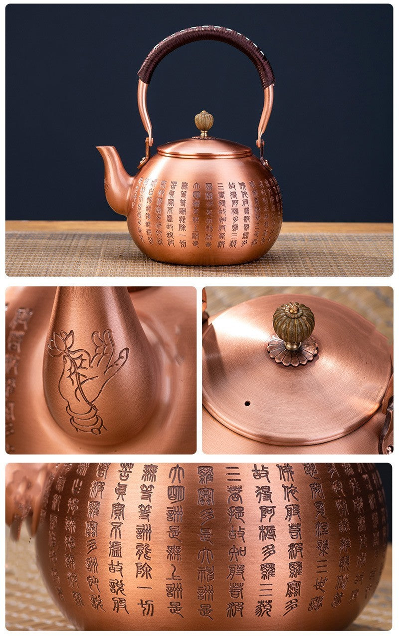 Genuine Copper Tea Pot Kettle Handmade Pure Copper Kettle Electric Ceramic Stove Handle Pot Pitcher Tea Set Copper Teapot - ScentiMelti  Genuine Copper Tea Pot Kettle Handmade Pure Copper Ket