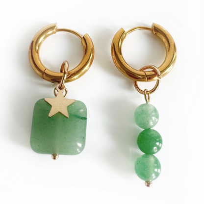 Alyssa Mismatch Green Charm Hoop Earrings LUXE TONES ScentiMelti Wax Melts