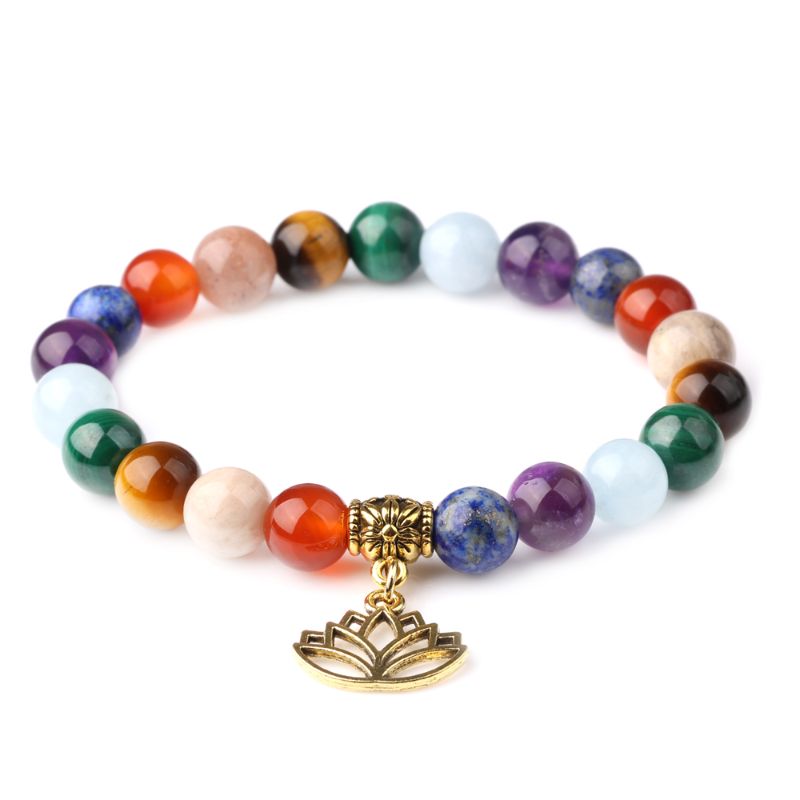 Chakra Stones Bracelet with Lotus Charm - ScentiMelti Home Fragrance, Beauty & Gifts UK