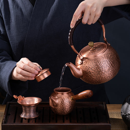 Genuine Copper Tea Pot Kettle Handmade Pure Copper Kettle Electric Ceramic Stove Handle Pot Pitcher Tea Set Copper Teapot - ScentiMelti  Genuine Copper Tea Pot Kettle Handmade Pure Copper Ket