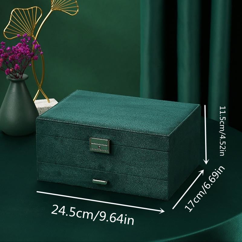 Green 3-Layers Jewellery Box | Large PU Leather Finish Storage Drawer Cabinet - ScentiMelti Home Fragrance, Beauty & Gifts UK