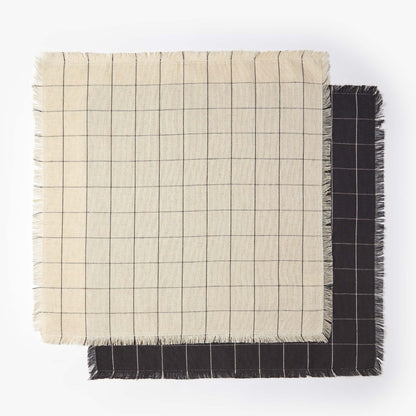 Woven Check Linen Napkin Black 45 x 45cm - ScentiMelti Home Fragrance, Beauty & Gifts UK