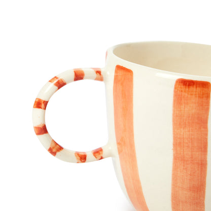 Striped Stoneware Mug Coral - ScentiMelti Home Fragrance, Beauty & Gifts UK