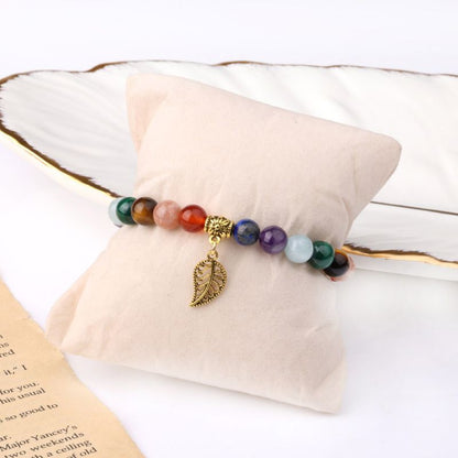 Gold-plated 7 Chara Braclet and Leaf Charm - ScentiMelti Home Fragrance, Beauty & Gifts UK