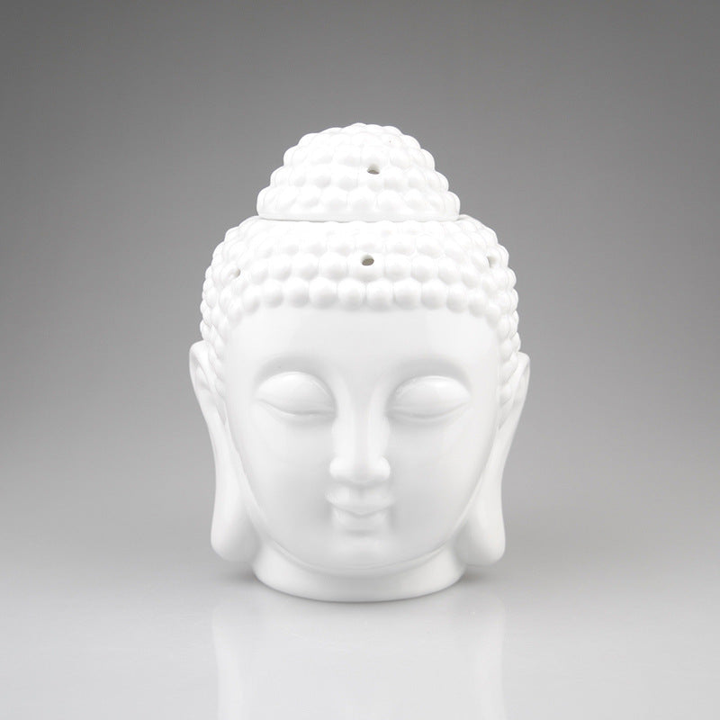 Buddha Head Oil Burner- Black & White - ScentiMelti  Buddha Head Oil Burner- Black & White