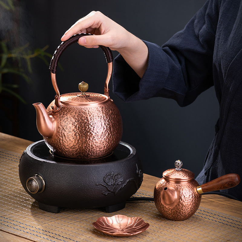 Genuine Copper Tea Pot Kettle Handmade Pure Copper Kettle Electric Ceramic Stove Handle Pot Pitcher Tea Set Copper Teapot - ScentiMelti  Genuine Copper Tea Pot Kettle Handmade Pure Copper Ket